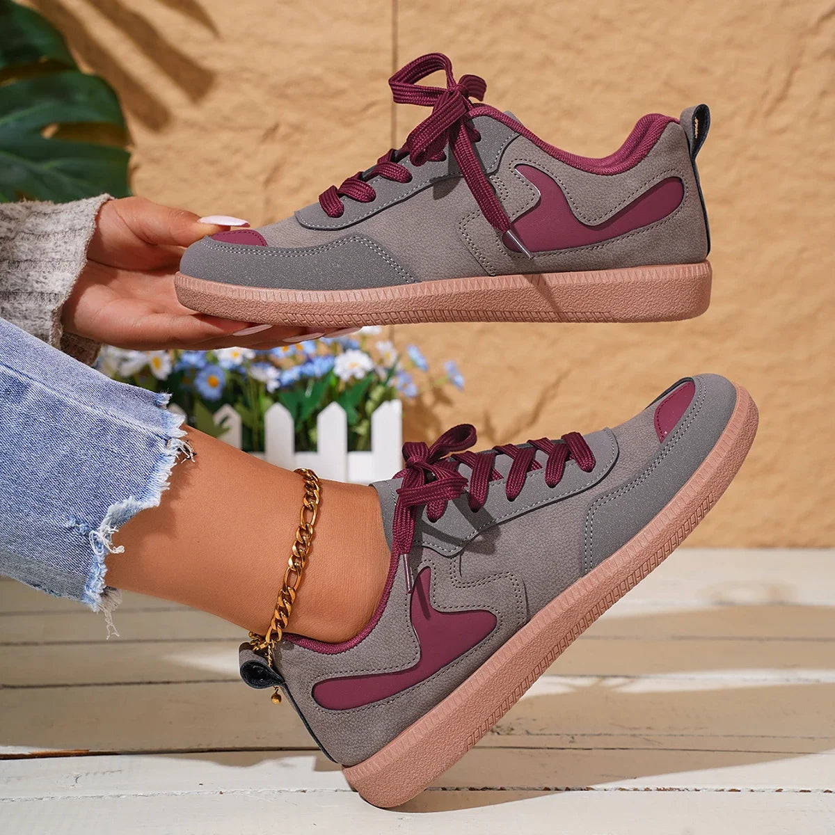 Grey Sneakers Soft-soled Comfortable Shoes Women Leisure Joker Walking Shoes Tennis Shoes
