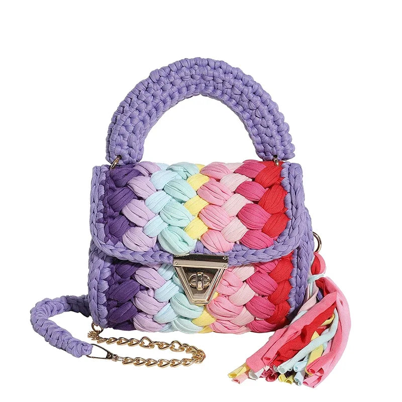 Crochet Bag Shoulder Bag Chunky Knit Handle Bag