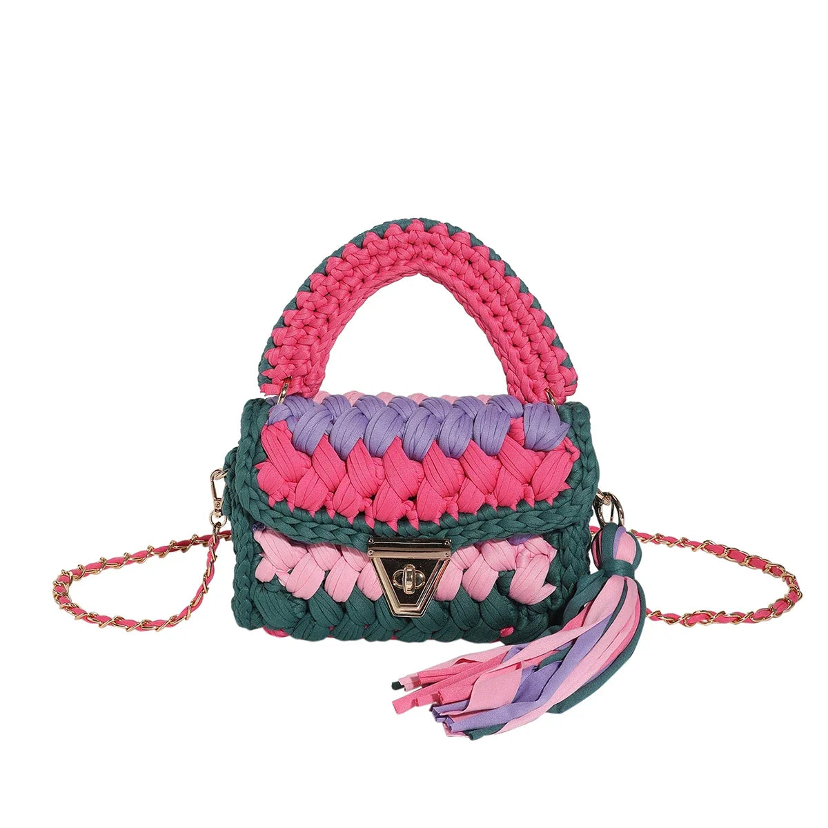 Crochet Bag Shoulder Bag Chunky Knit Handle Bag