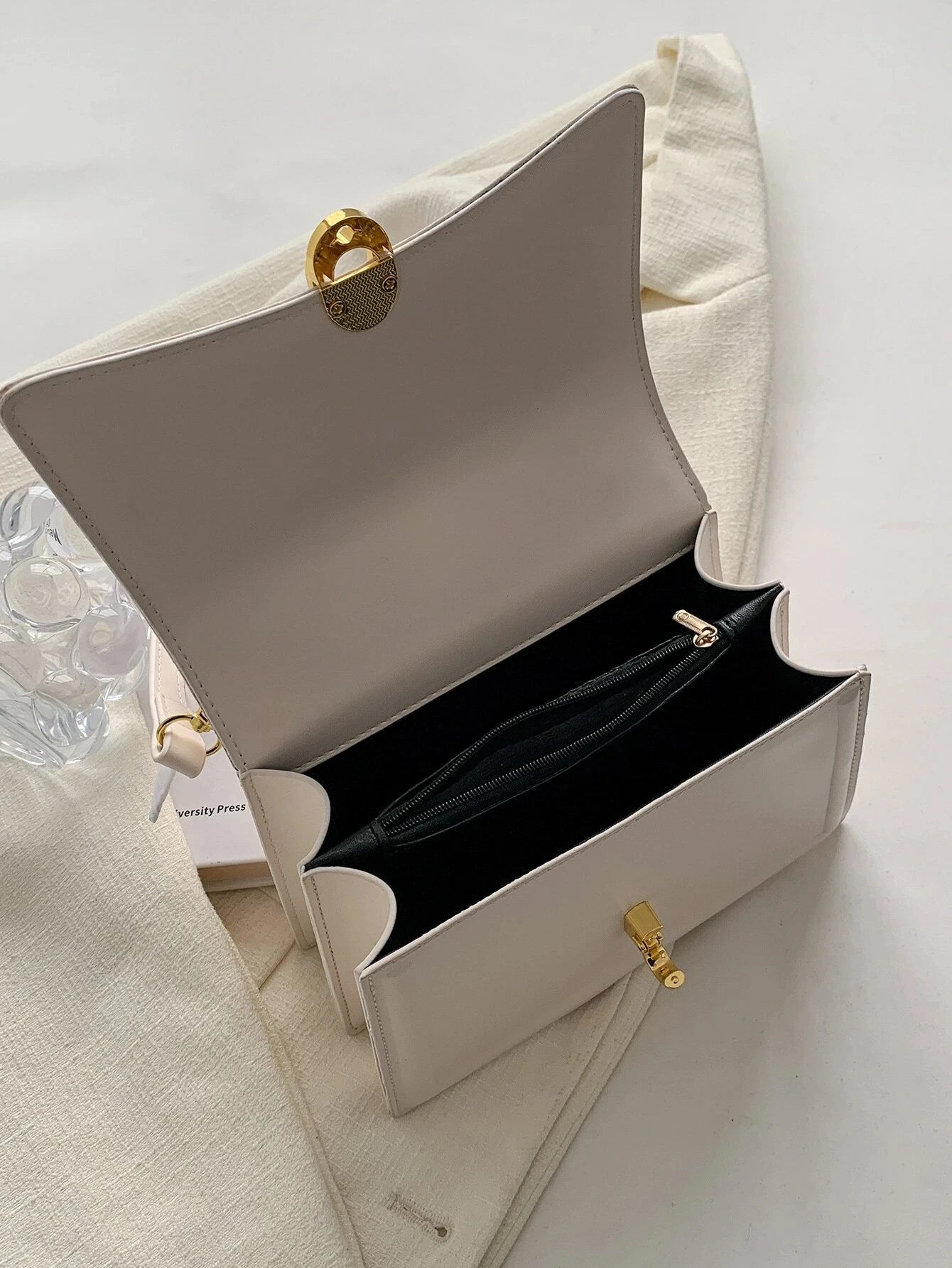 Scarf Bow Decor Lightweight Flap Bag, Business Casual Mini Women's Shoulder Bag