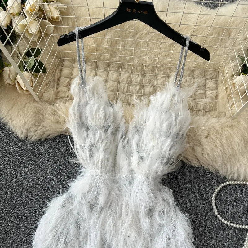 Solid Halter Women Dress All Match Off Shoulder Dresses Sexy Elegant Tassel Mini Dress