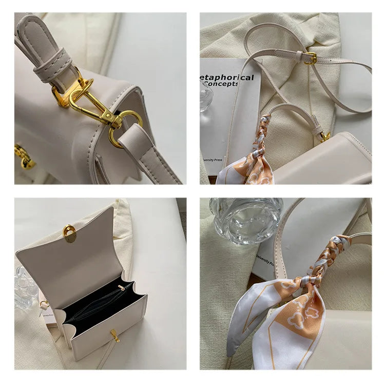 Scarf Bow Decor Lightweight Flap Bag, Business Casual Mini Women's Shoulder Bag