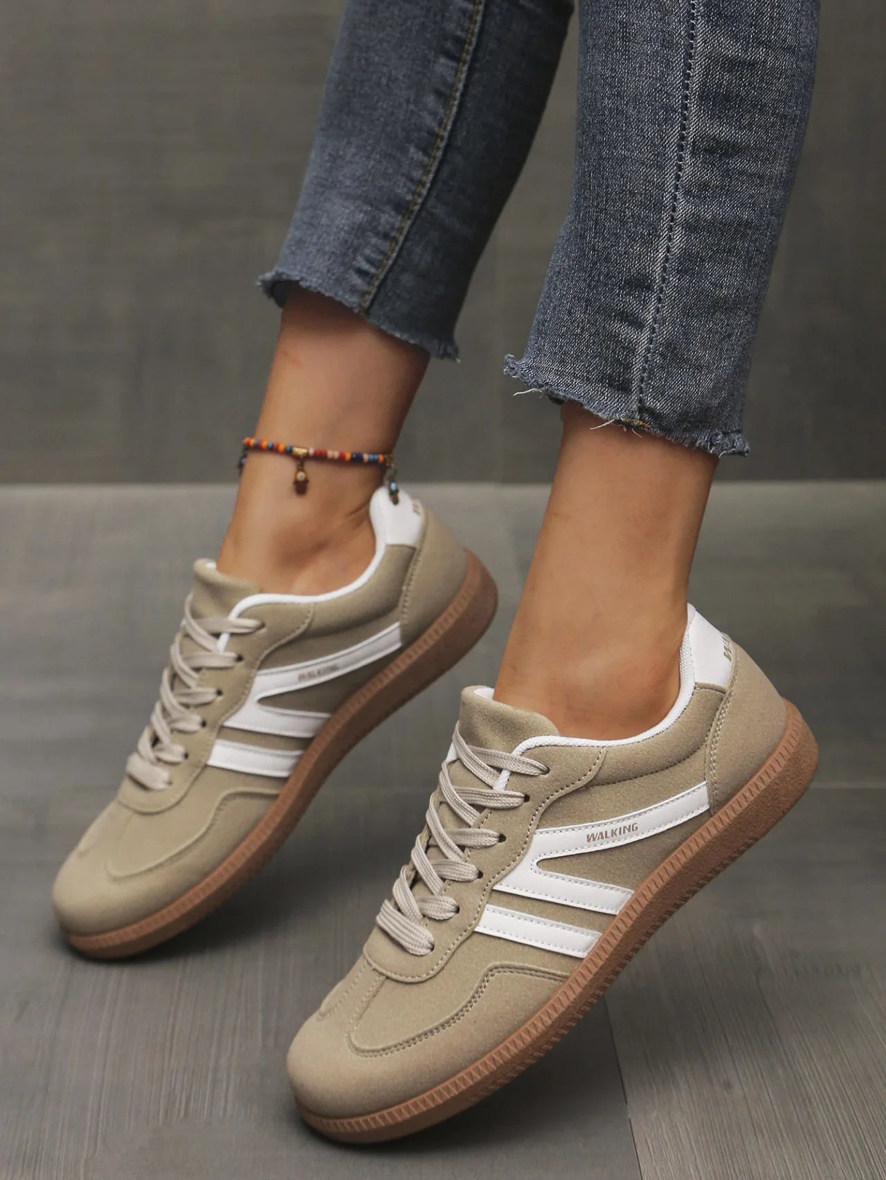 Mix Color Women's Autumn Sneakers Fashion Splicing Flat Heel Vulcanized Shoes Female Lace-Up Sneakers