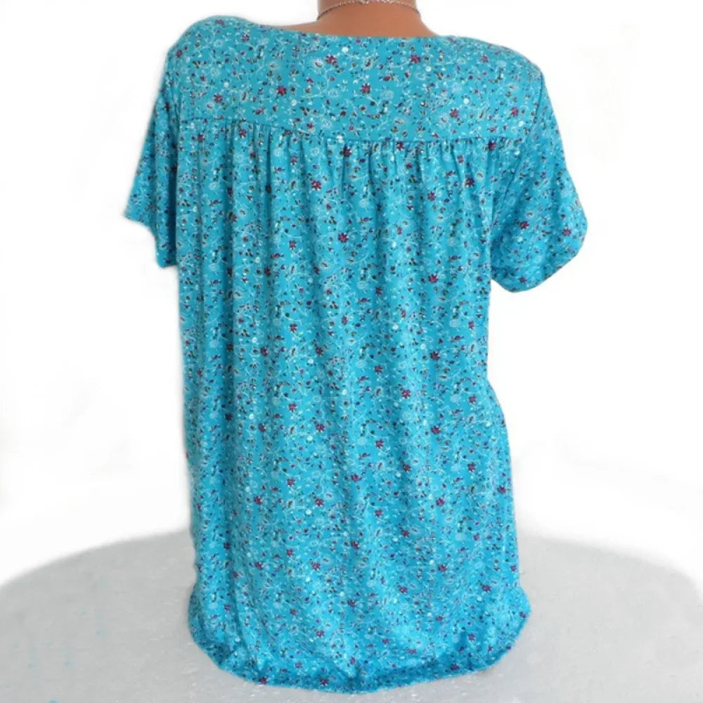 Loose Sleeveless Long Tank T-Shirt V-Neck Tops Floral Print Tees