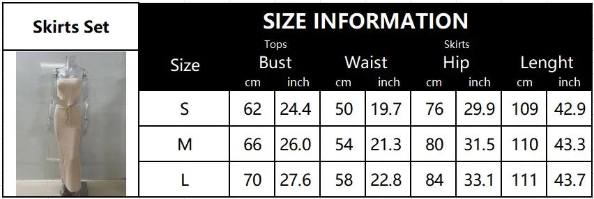 Backless Long Skirt and Top Set Summer Lace-up 2 Pieces Skirt Set Bikini Cover ups