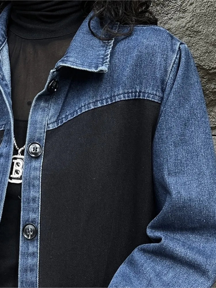 Oversized Denim Autumn Midi Trench Coat for Women