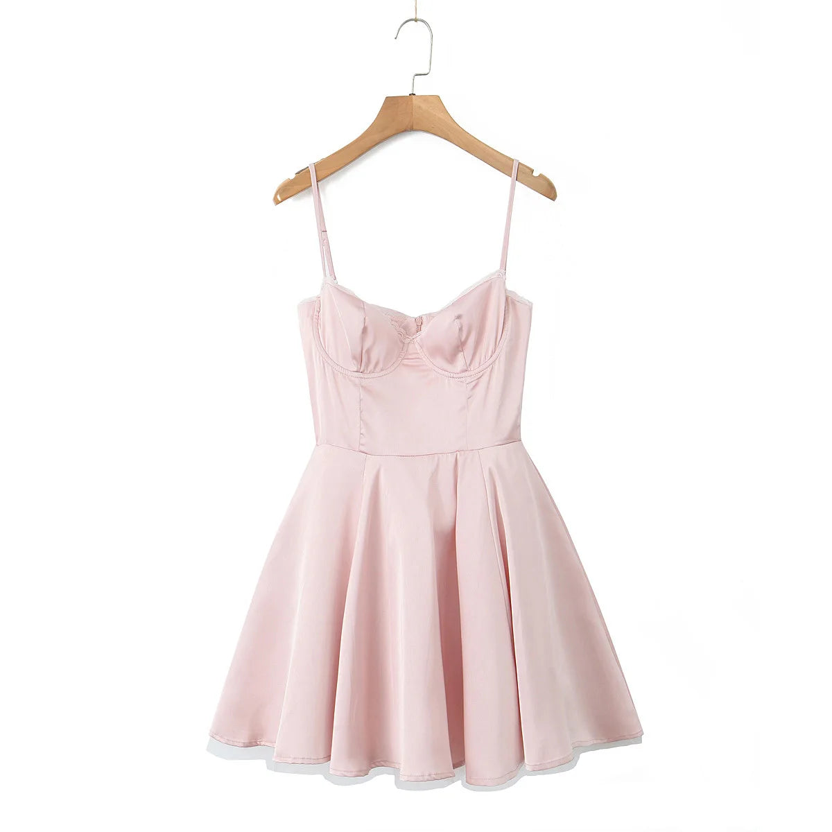 Summer Women Sexy Elegant Sling A-line Mini Dress Birthday Party Satin Dress