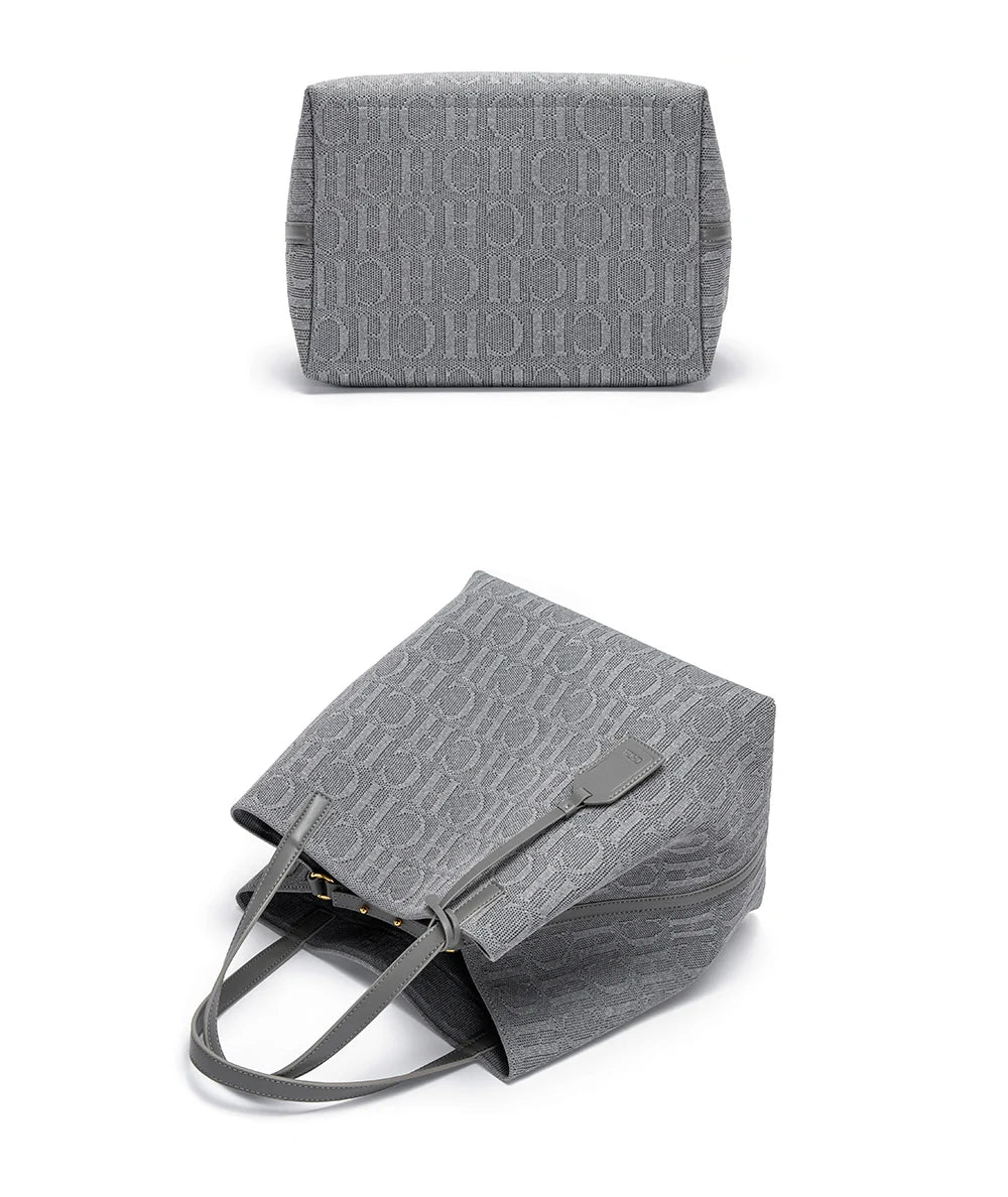 Classic New Solid Color Handbag Women's Exquisite Handcrafted Weaving Large Capacity Handbag