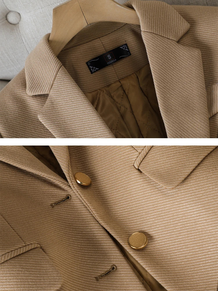 Ladies Blazer Women Green Black Khaki Long Sleeve Female Business Work Wear Slim Formal Jacket for Winter