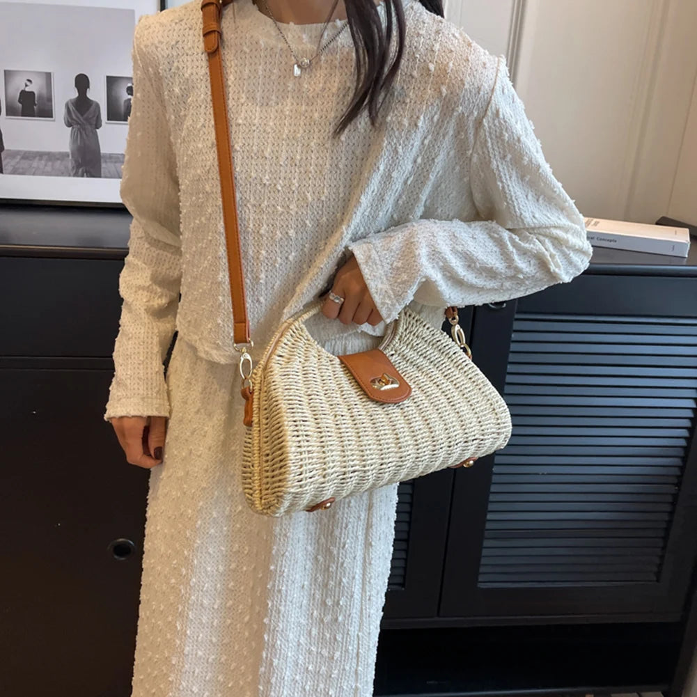 Women Crossbody Bags Handmade Summer Woven Shell Hand-Woven Bag