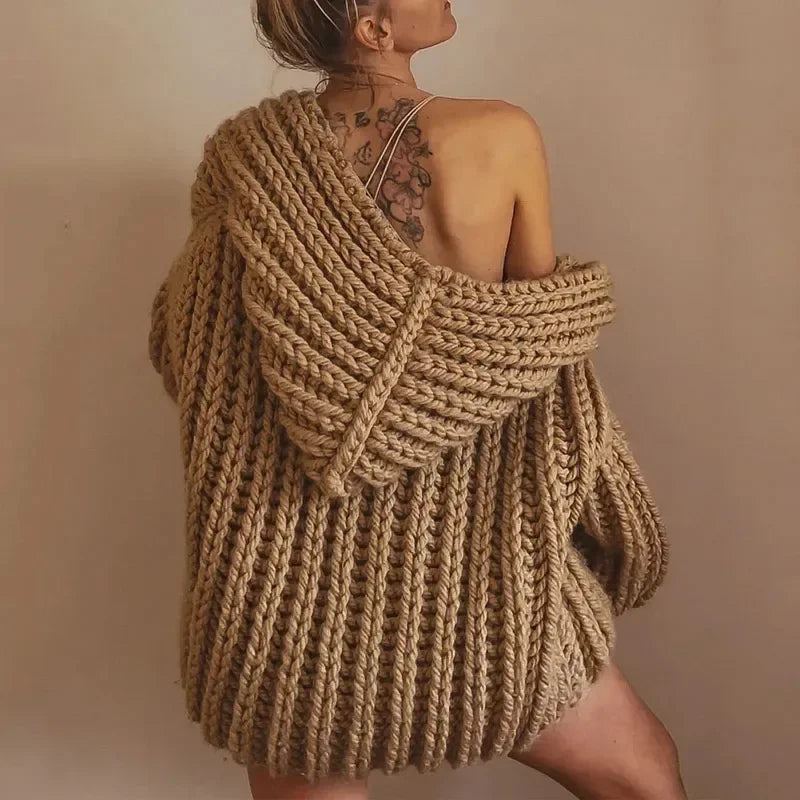Loose Knitted Thickened Women's Cardigan Sleeveless Sweater Coat
