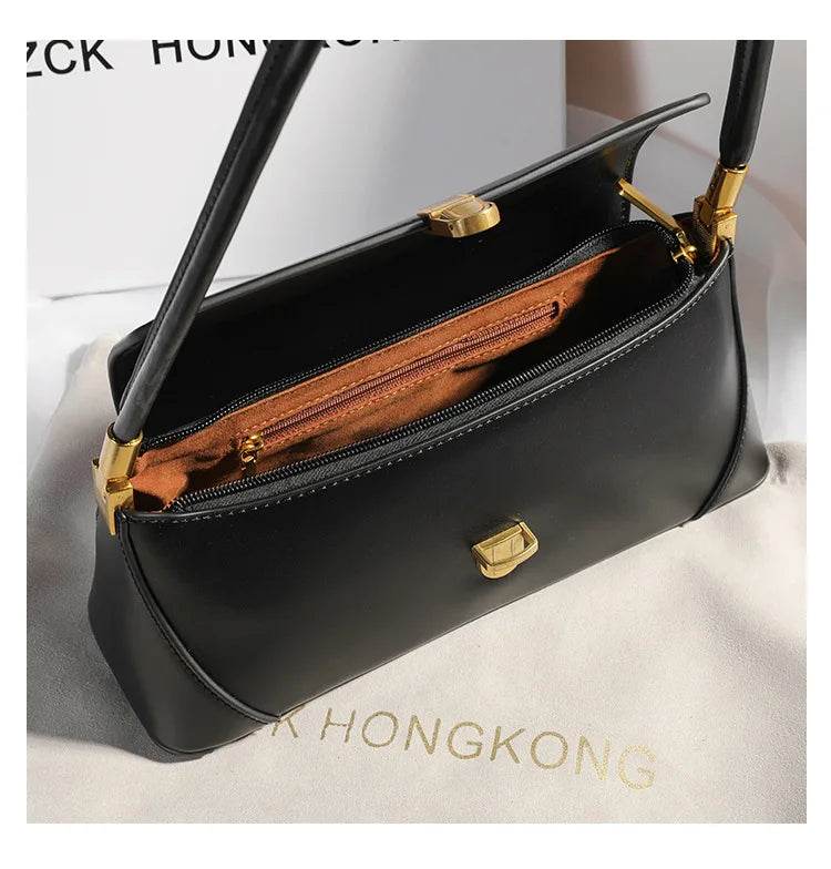 Armpit bag high-end solid color one-shoulder portable genuine leather bag