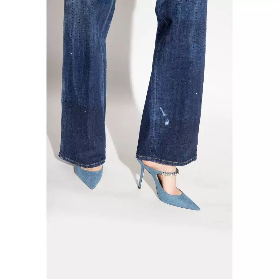 Pointed High Heels Summer New Baotou Rhinestone Slippers for Women