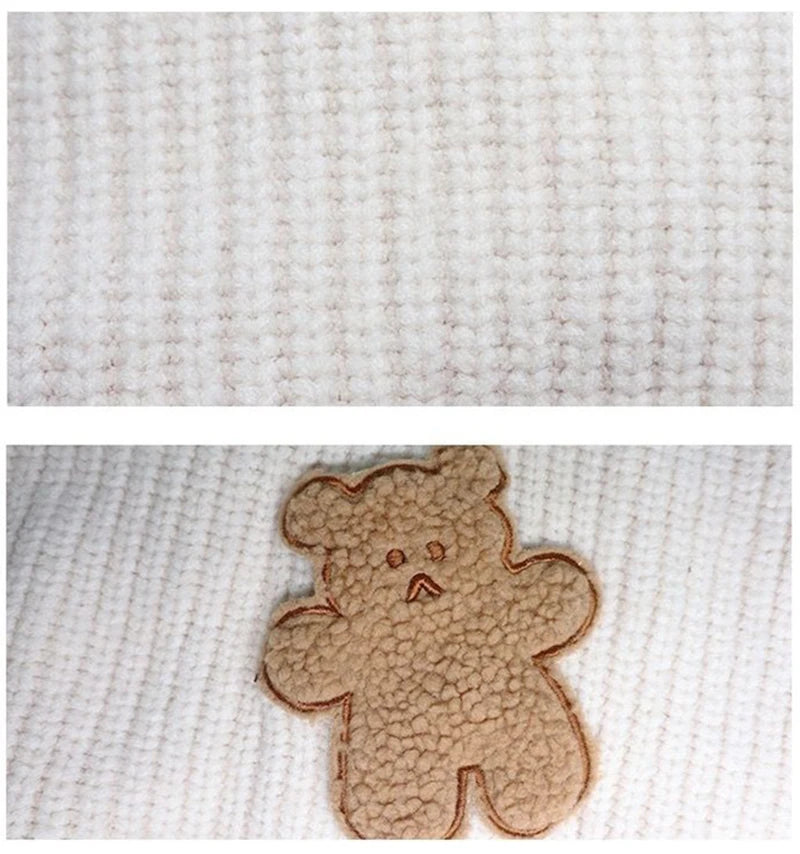 Sweet Cartoon Bear Sweater Women Cute Knitted Pullover Oversized Knitwear