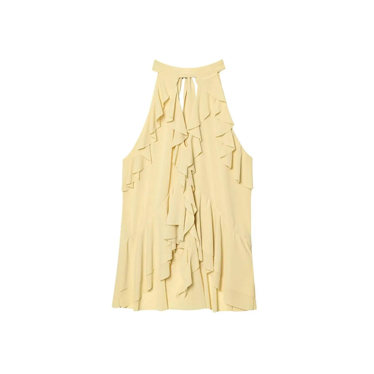 Summer Top Women Halter Blouse Ruffles Thin Causal Chic Tops