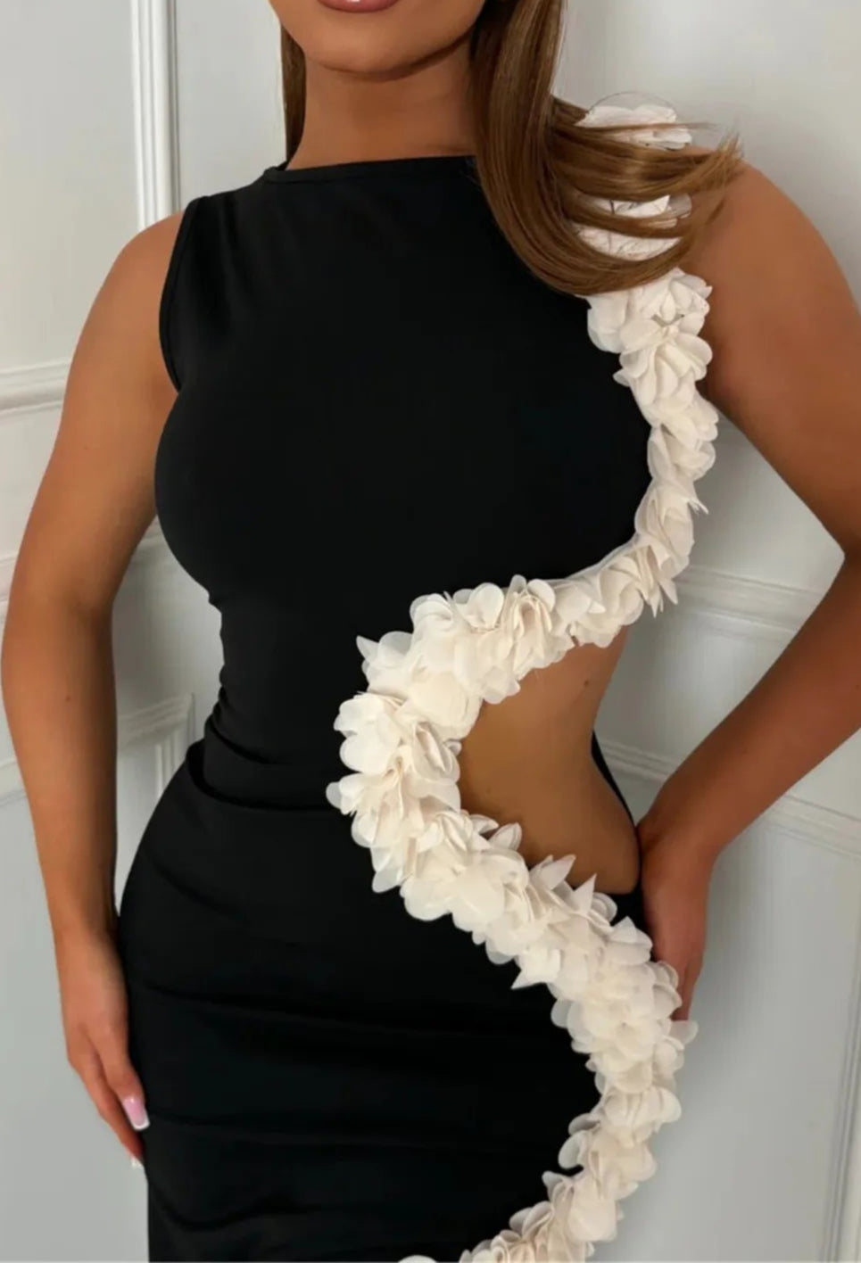 Side Split Chic Applique Elegant Dress Midnight Birthday Party Vacation Bodycon