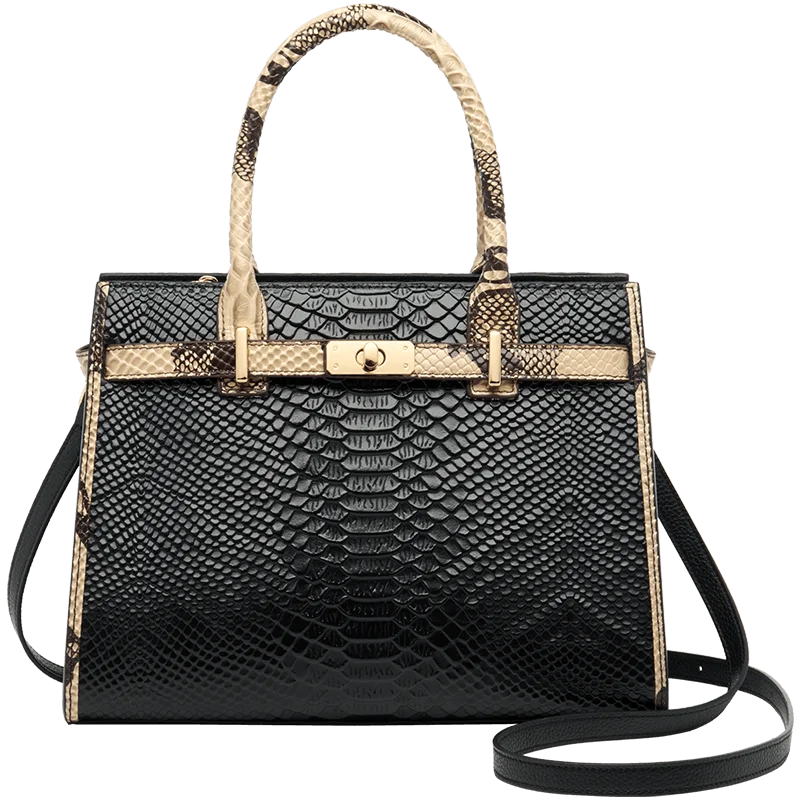 Elegant Single Shoulder Bag Business Women Black Animal Pattern Purses