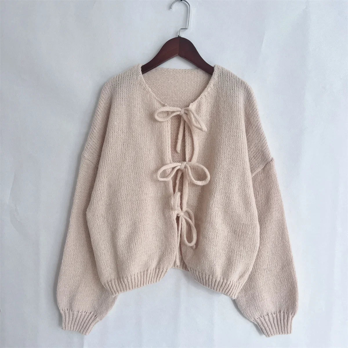 Elegant Knitted Cardigan Sweater Women's Lace up Cardigan