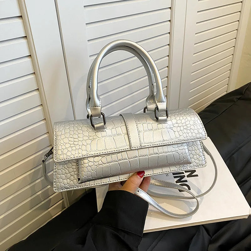 Ladies Shoulder Bag High Quality PU Stone Pattern Crossbody Bag for Women Armpit Clutch