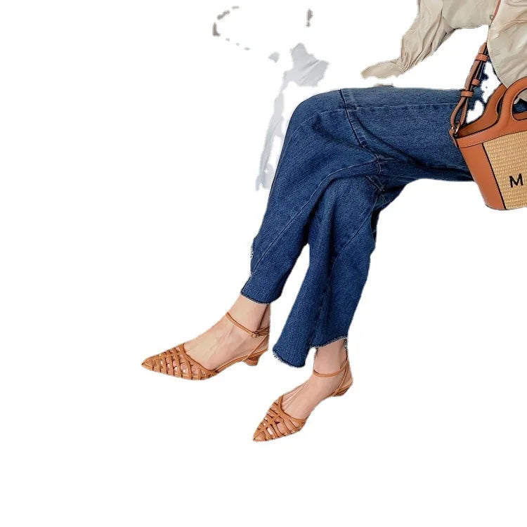 Pointed Toe Shoes Women's baby Heels Sandals Summer Party Office Shoes