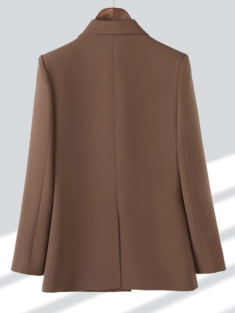 Women Formal Blazer Ladies Female Long Sleeve Double Breasted Blazer