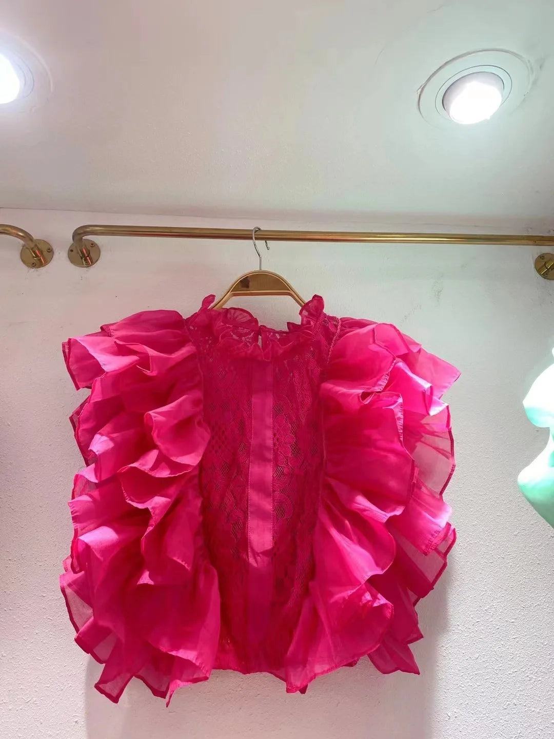 Women Blouse Shirts Stand Collar Y2k Tops Ruffles Lace Sexy Blouses