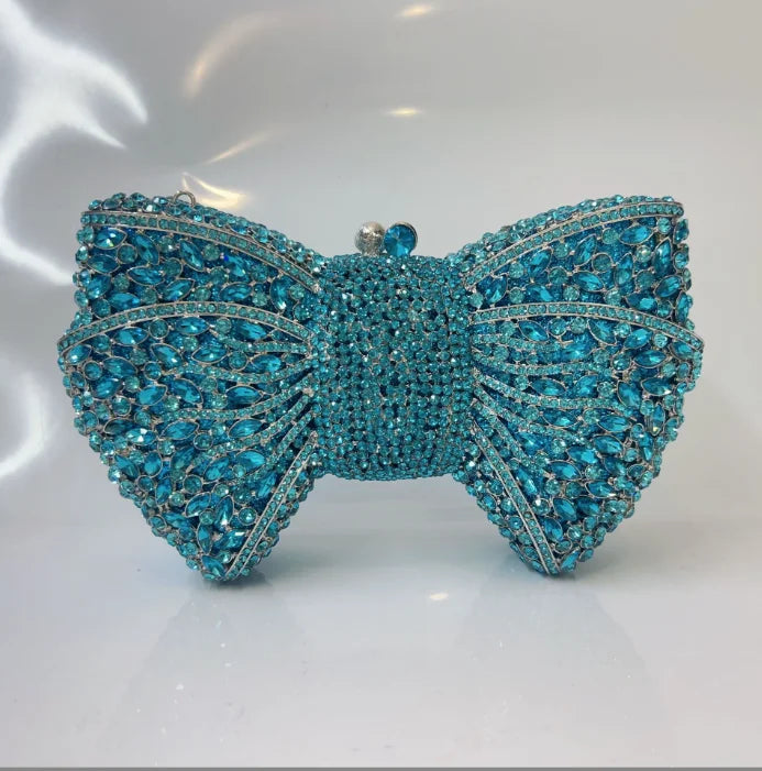 Rhinestone Green/Black Clutch Purse Bow Luxury Diamond Evening Clutches Wedding Bridal Bag