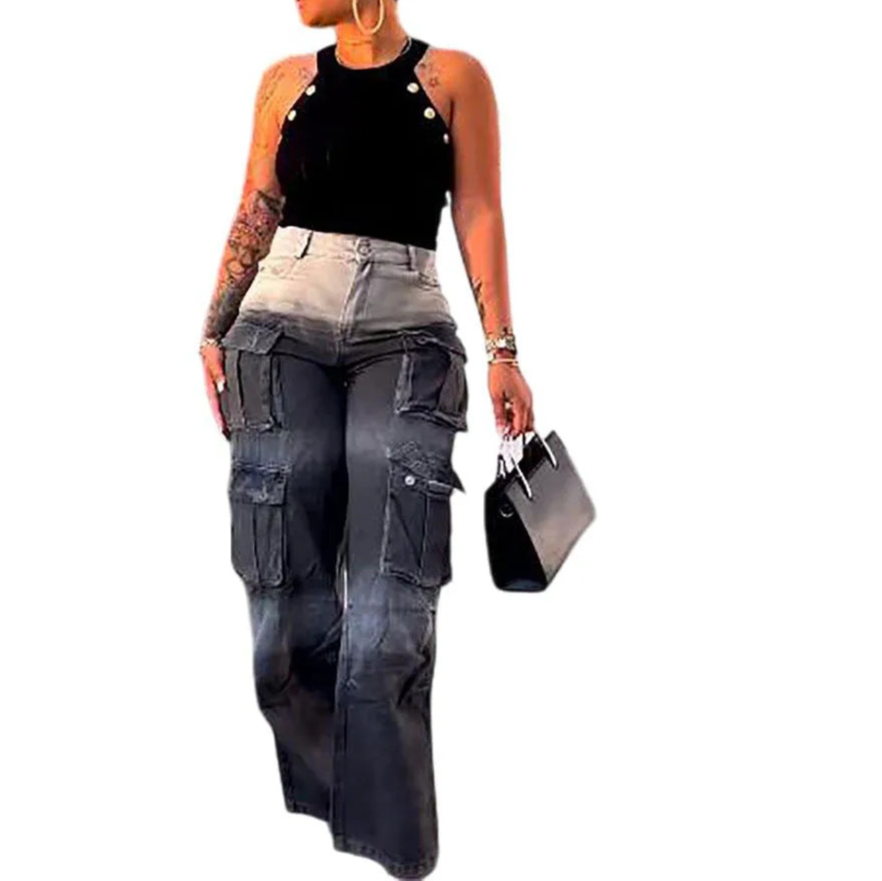 Women Denim Pant Jeans Wide Leg Long Pants Graduation High Waist Straight Trousers Y2k Streetwear