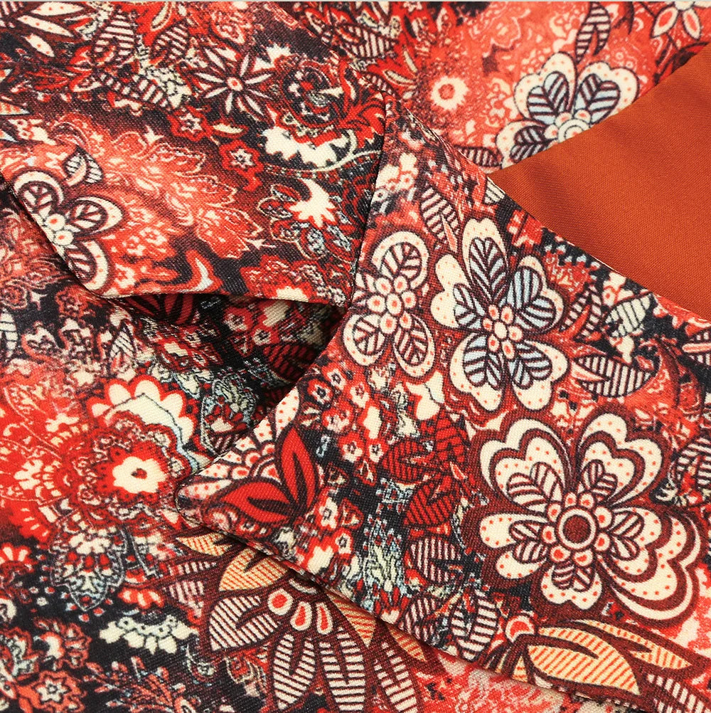 High-end Women's Blazer Dress Cuffs Adorned with Feather Print Dress