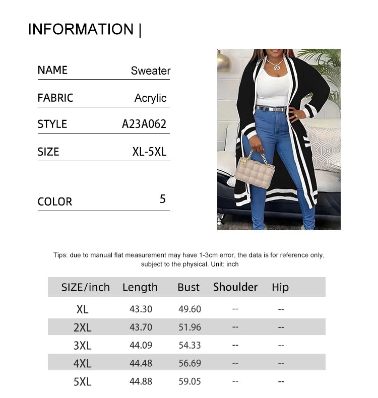 Plus Size Women's Long Sleeve V-Neck Maxi Cardigan Button Down Thick Casual Cardigan