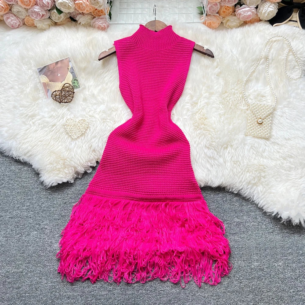 Summer Fashion Sexy Openwork Stitching Sleeveless Bodycon Party Dress
