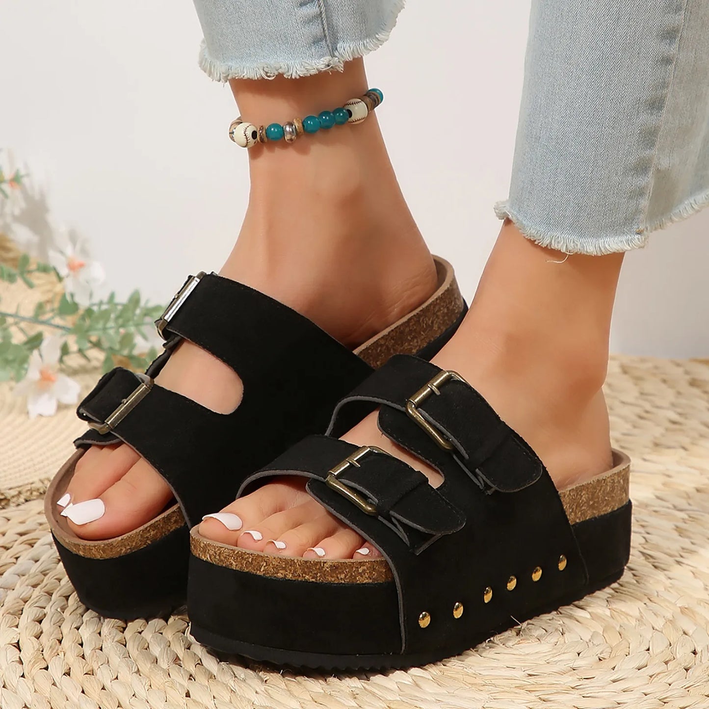 Sandals Women Wedge Sandals Open Toe Slingback Sandals Vacation Bohemian Diamond Sandals for Women