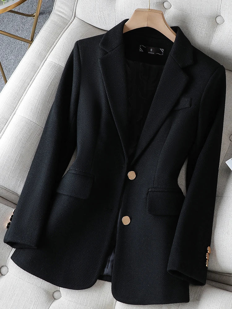 Ladies Blazer Women Green Black Khaki Long Sleeve Female Business Work Wear Slim Formal Jacket for Winter