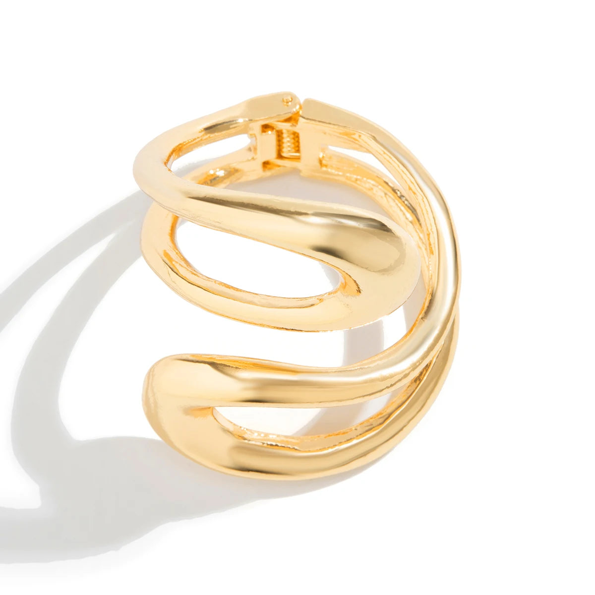 Chunky Heavy Metal Spring Cuff Bracelet for Women