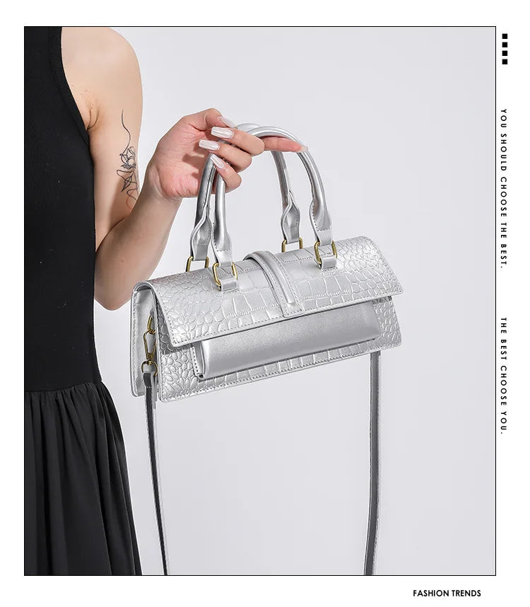 Ladies Shoulder Bag High Quality PU Stone Pattern Crossbody Bag for Women Armpit Clutch
