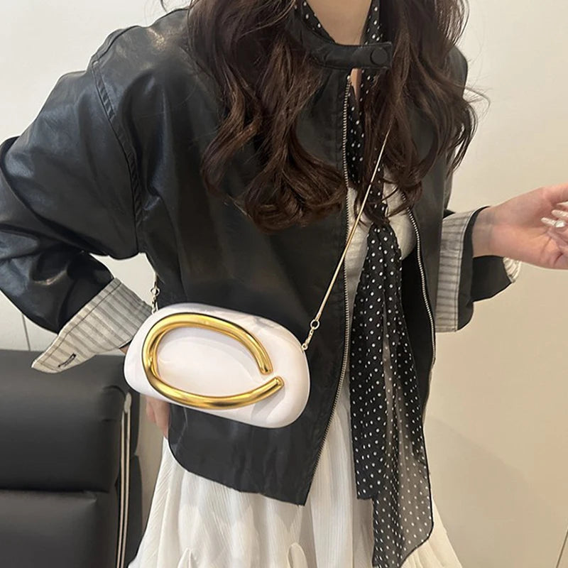 High-end Chain Shoulder Bag Exquisite Personality Round Box Elegant Crossbody Purse