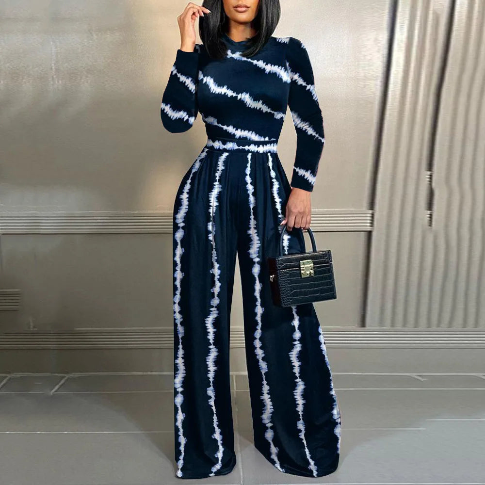 Elegant Women Stand Neck Wide Leg Rompers Casual Waist Jumpsuits Streetwear