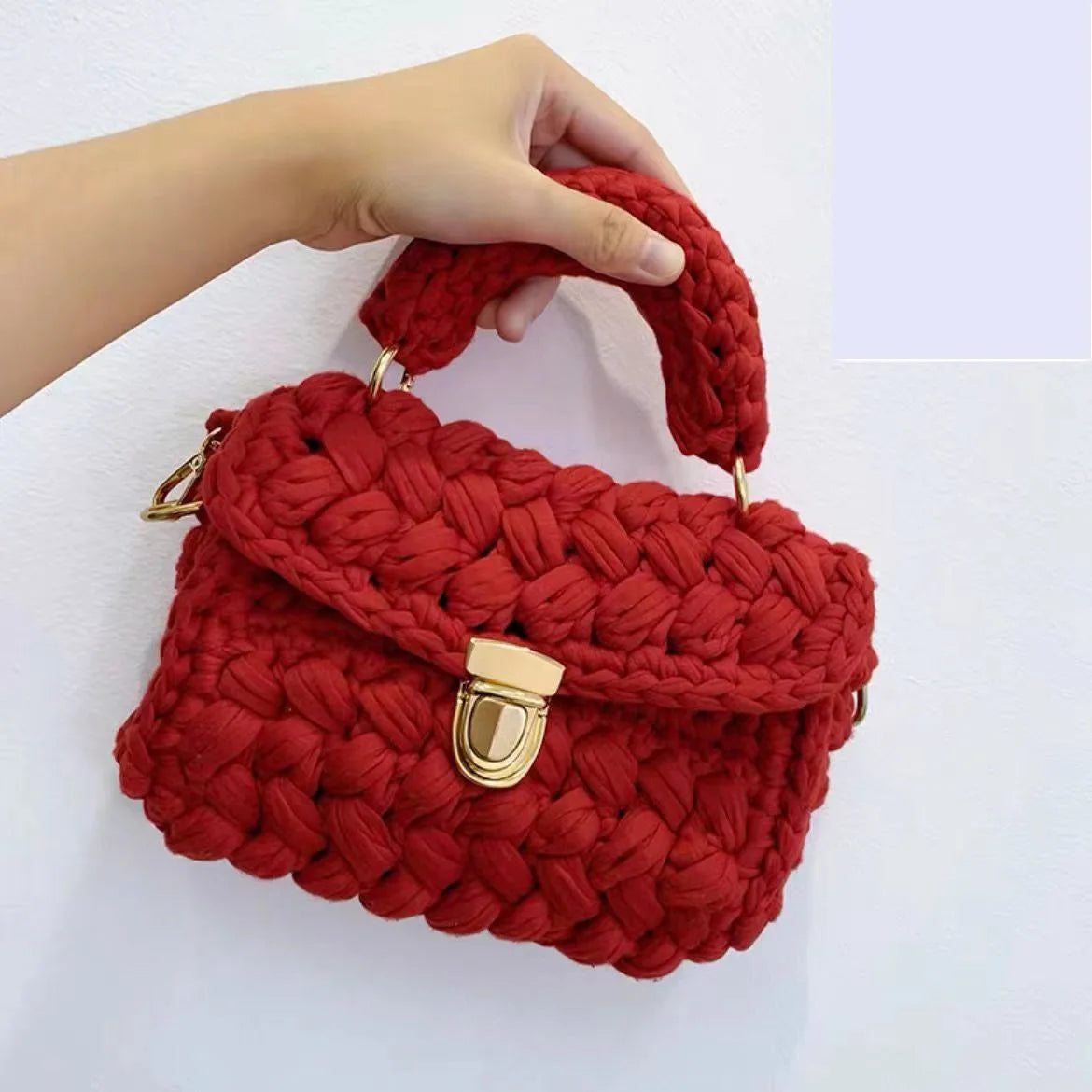 Shoulder Crochet Bag Exclusive Metal Lock and Buckle Hardware Set