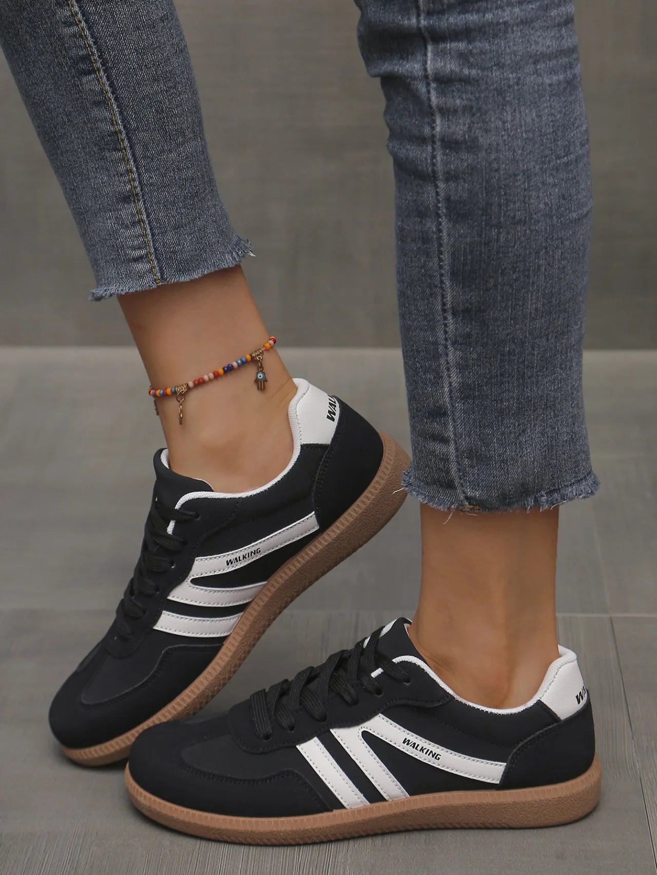 Mix Color Women's Autumn Sneakers Fashion Splicing Flat Heel Vulcanized Shoes Female Lace-Up Sneakers