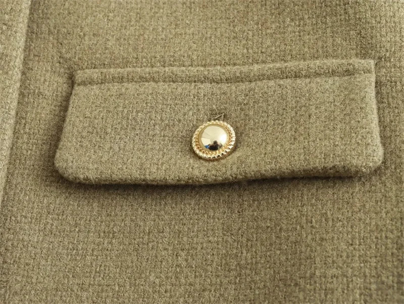 Cropped Tweed Jacket Woman Coat Button Long Sleeve Elegant Jackets For Women Short Coats Outwears