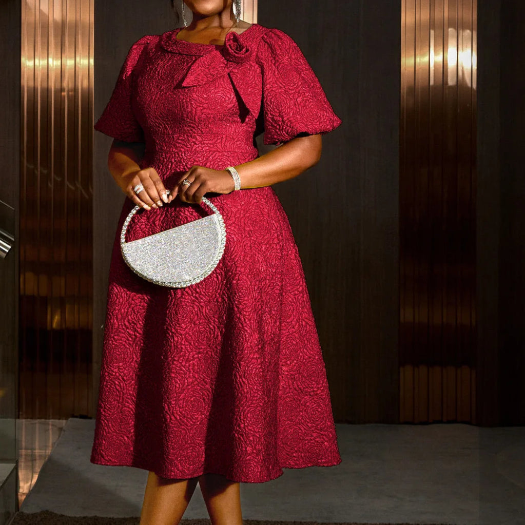 Women Plus Size Jacquard Dress A-Line Party Banquet Dress Cocktail Dress