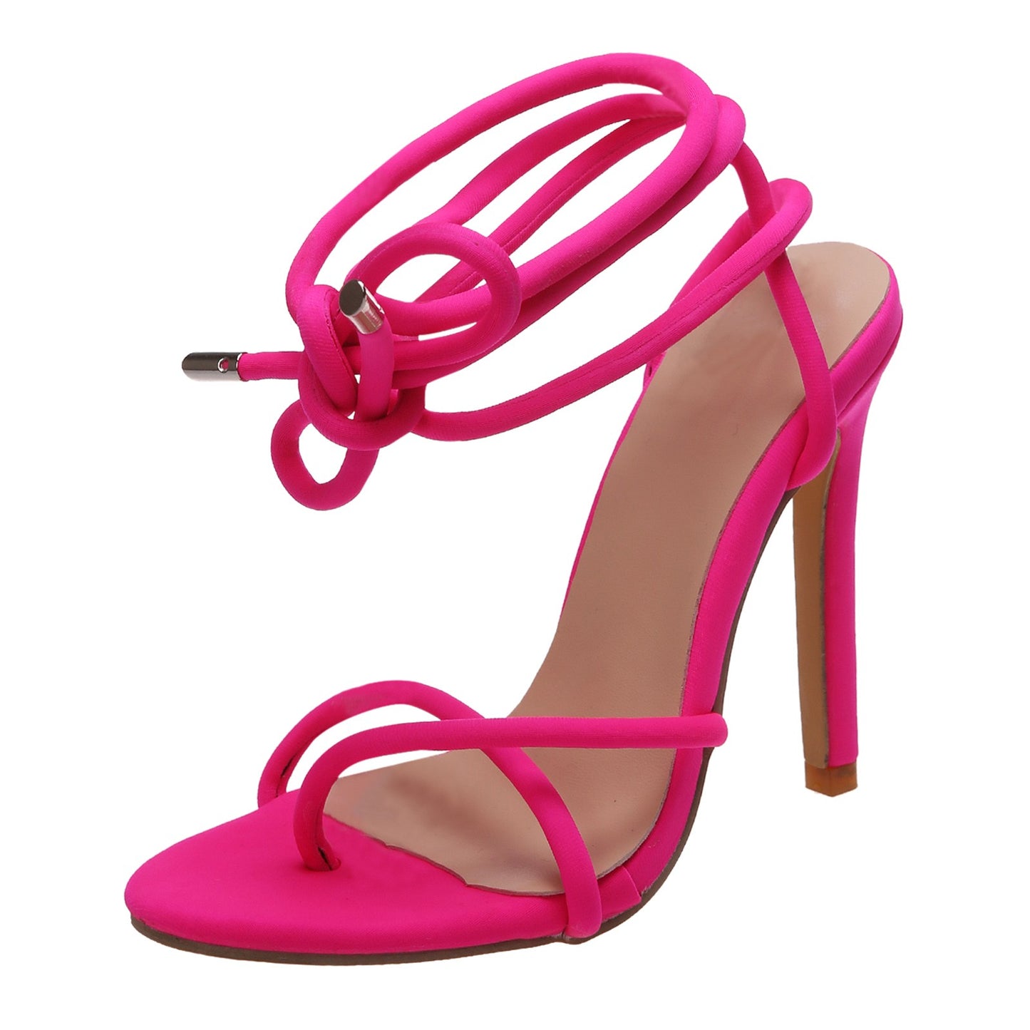 Women Summer Flock Cross Straps Comfortable Thin High Heels Shoes Peep Toe Breathable Sandals