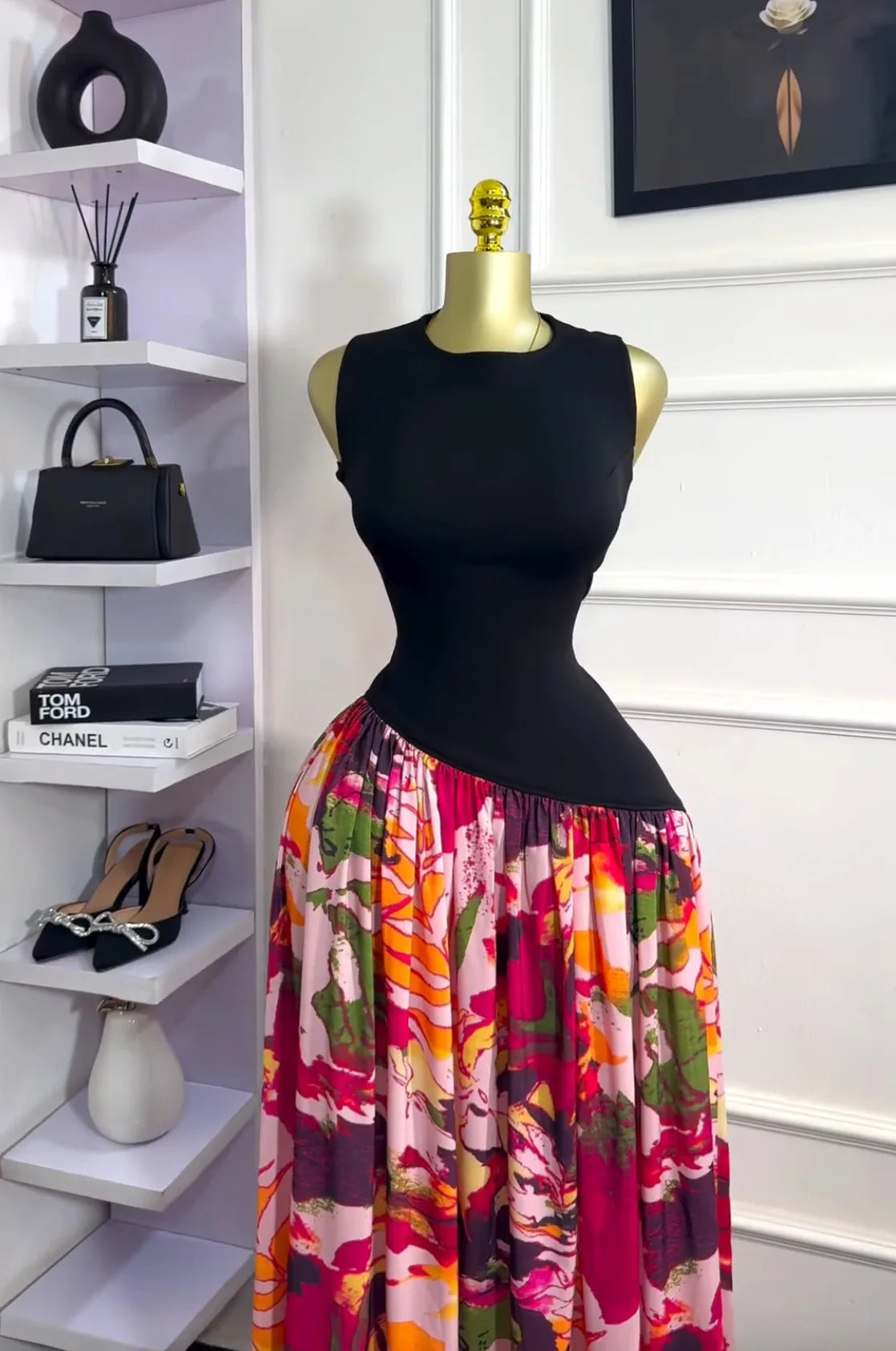 Sleeveless ashes Maxi Dress Printed Patchwork Tank Long Maxi Dress