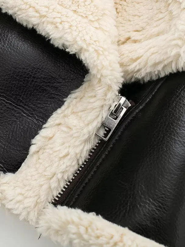 Women Solid Front Zipper Jackets Vintage Lapel Neck Long Sleeves Jacket