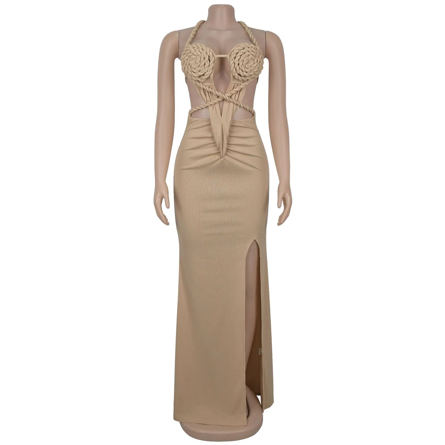 Women Summer Peach Buttocks Backless Sleeveless Split Hollow Midnight Maxi Bodycon Dress