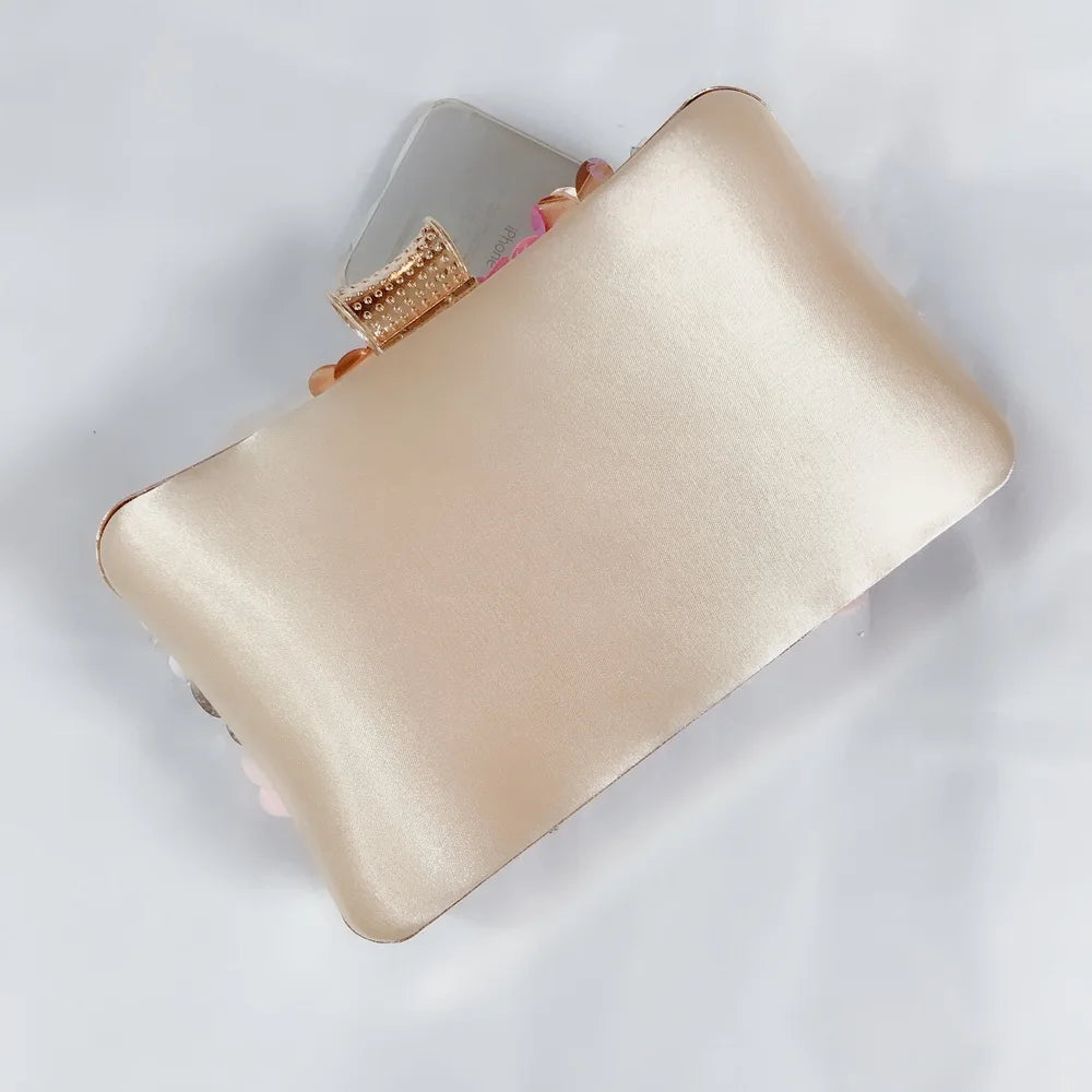 Women Multicolored Flower Evening Clutch Floral Bag