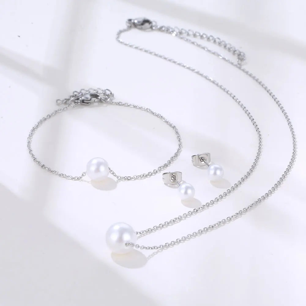 Stainless Steel Necklaces set Light Luxury Elegant Delicate Geometry Pendant Charm Chain Necklace For Women