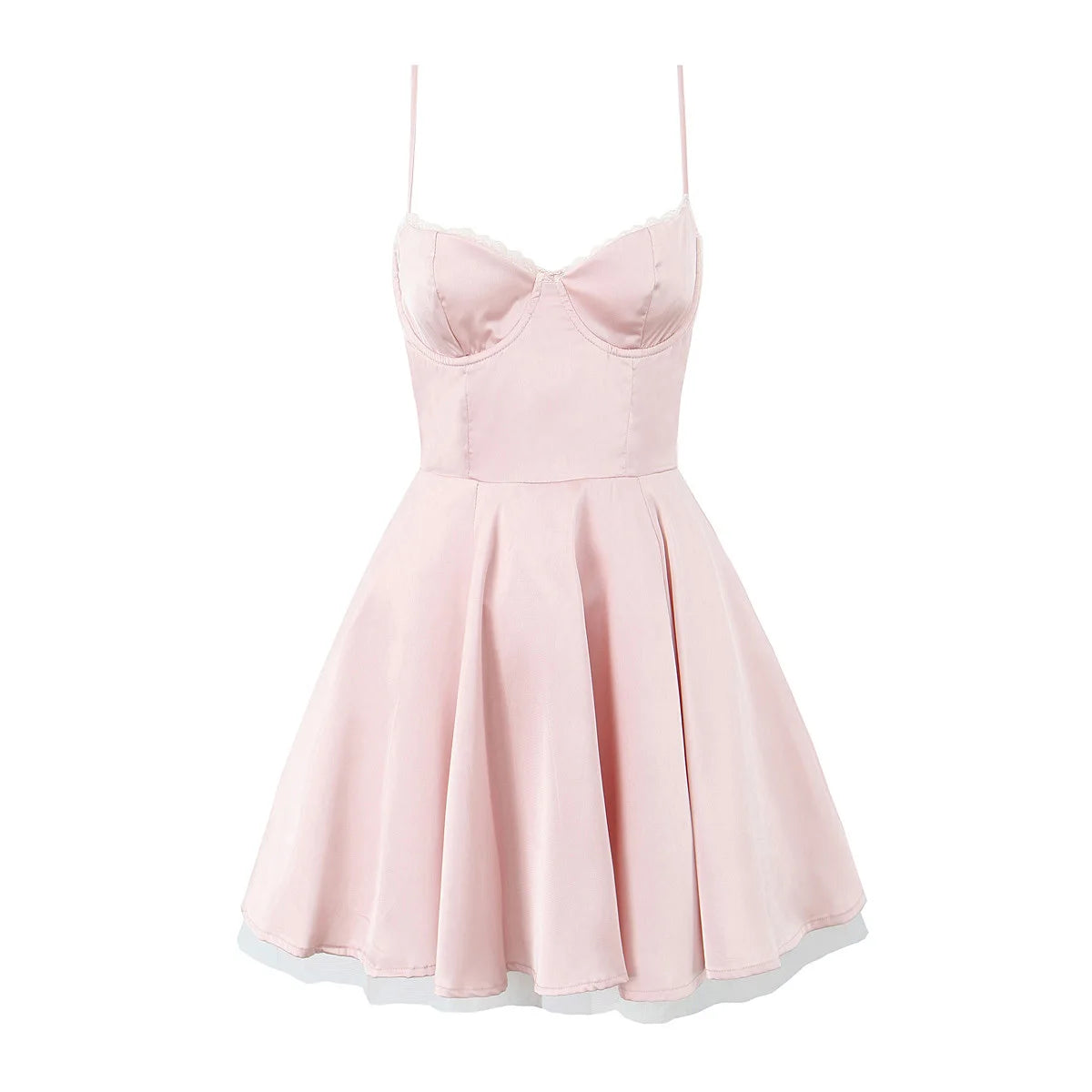Summer Women Sexy Elegant Sling A-line Mini Dress Birthday Party Satin Dress