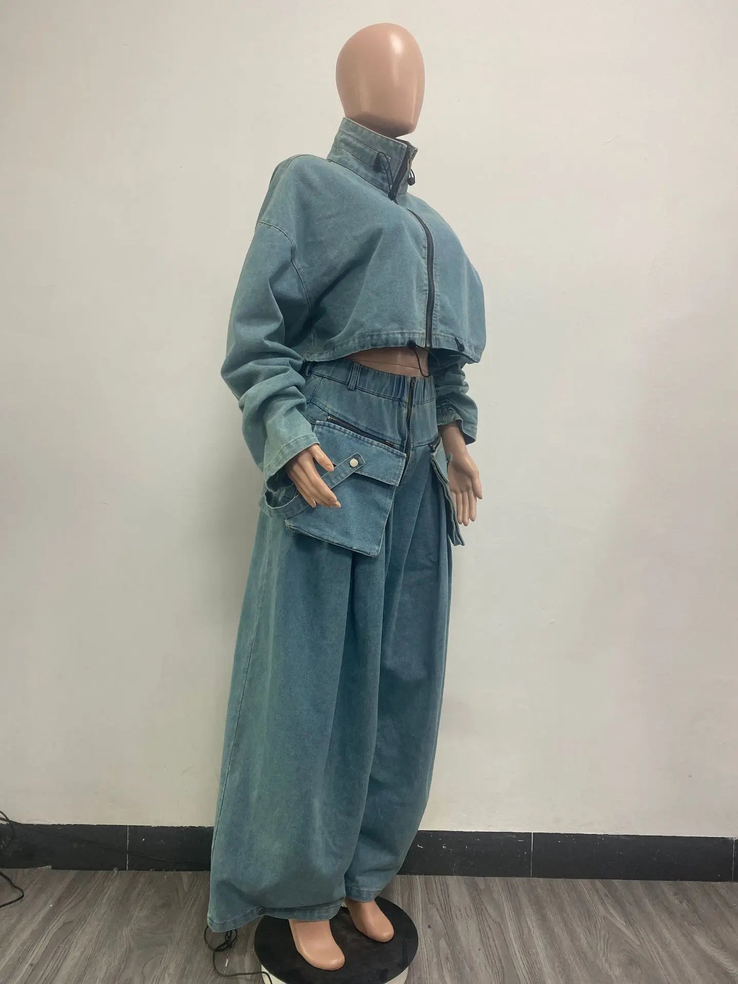 Denim Two Piece Sets Women Pant Set Y2k Streetwear Coats Jeans Elegant Matching Sets