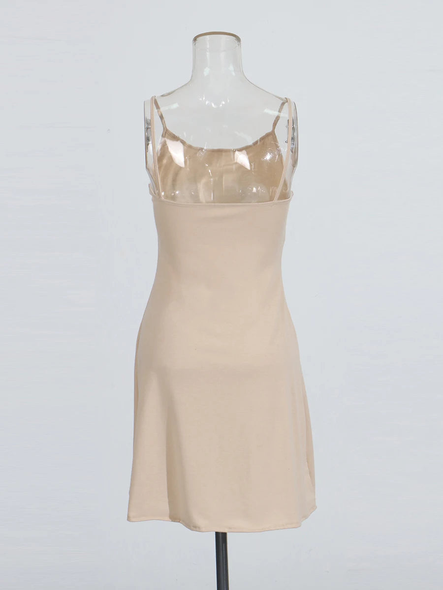 Solid Spliced Appliques Loose Maxi Dress For Women O Neck Sleeveless High Waist Dress